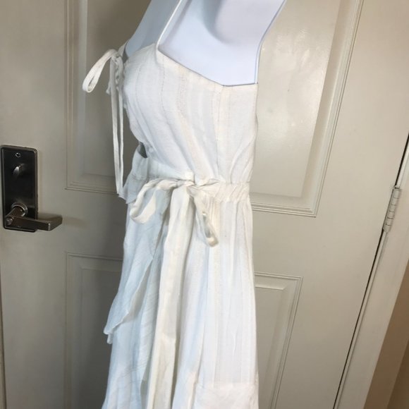 Saltwater Luxe Spaghetti Strap Tiered Ruffled Asymmetric Dress Ivory - Picture 5 of 7